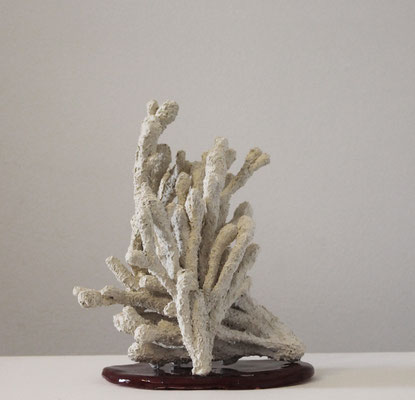 dead coral, 2022, paper dust, papier-mâché, metal thread and glue base of enamelled ceramic, 21x17x26 cm