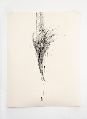 Zerstörte Bande, Tusche auf Aquarellpapier, 119 x 152 cm