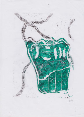 Arangs Apparat, Linolschnitt auf Transparentpapier, 30 x 21 cm, 2020