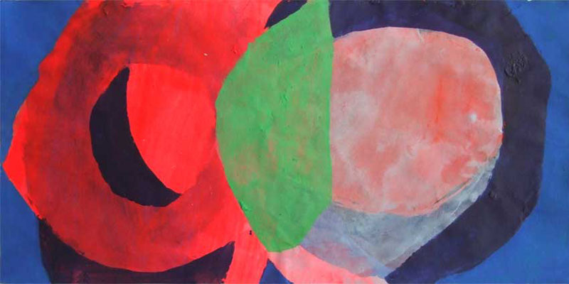 Roter Mond, Mischtechnik auf Papier, 20cm x 40cm, 2008