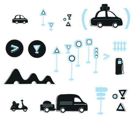 Conception illustrations,  kit routier Istock photo (Getty image).