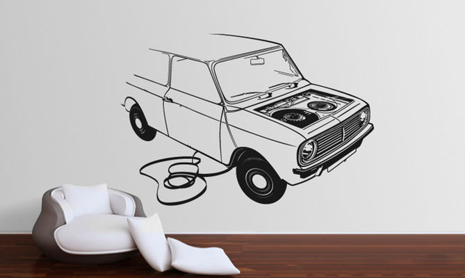 Conception illustration, sticker mural "Audiotape car"  Amkashop .