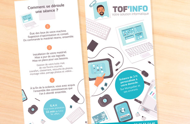 Conception illustrations et mise en page flyer Toff info (Montpellier).