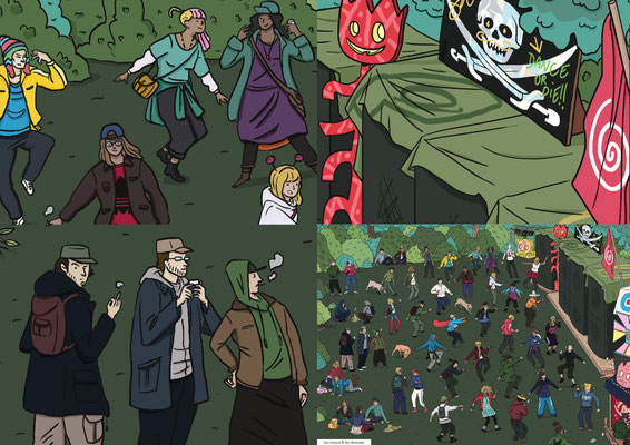 Conception illustration "les raveurs & les rêveuses" (travail personnel).