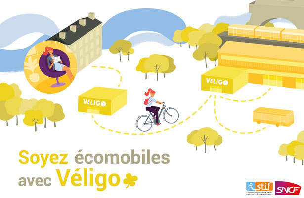 Conception illustrations et mise en page Mock up  Véligo.