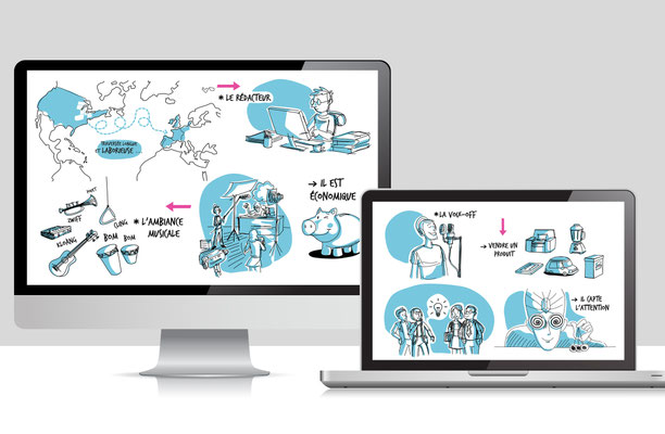 Conception illustrations, videoscribing (Animation, montage, Christophe Marchand).