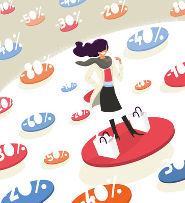 Conception illustrations et mise en page Mock up Soldes hiver.