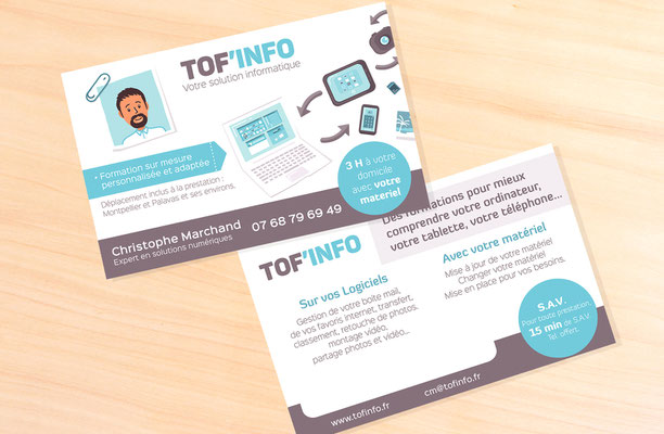 Conception illustrations et mise en page flyer Toff info (Montpellier).