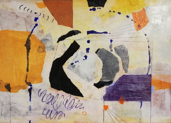 ARTwork: Evelyn Marschall-Gebhard (DE) - Titel: Vermessung der Welt | Mischtechnik auf Leinwand: 60x40cm | 850,00€