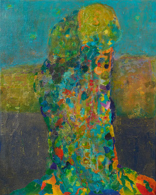 ARTwork: Bettina Bucher-Schmidt (DE) | SELECTed . 24 - Titel: The Kiss - Hommage to Klimt (2024) | Mixed Media, Acryl, Papier / Seidenpapier auf Leinwand: 50x40cm | Preis: 3.000,00€ für das Original - ARTprint, Edition of 6 - je 350,00€