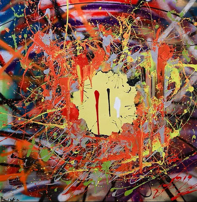 ARTwork: Daniel Knopfhart (AT) - Titel: Me, Myself and I (2023) | Spraypaint & Actionpainting: 106x106cm | 750,00€