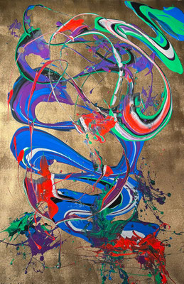 ARTwork: Daniel Knopfhart (AT) - Titel: Golden Times (2024) | Spraypaint & Actionpainting: 120x80cm | 600,00€
