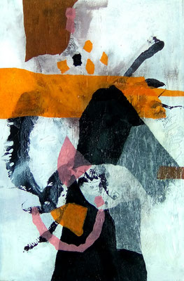 ARTwork: Evelyn Marschall-Gebhard (DE) - Titel: Gut geerdet, trotzdem frei! | Collage - Acryl auf Leinwand: 50x70cm | 700,00€