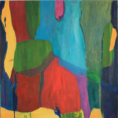 ARTwork: Bettina Bucher-Schmidt (DE) - Titel: Caribbean Vibes (2026) | Mixed Media, Acryl, Papier auf Leinwand: 100x100cm | 1.750,00€