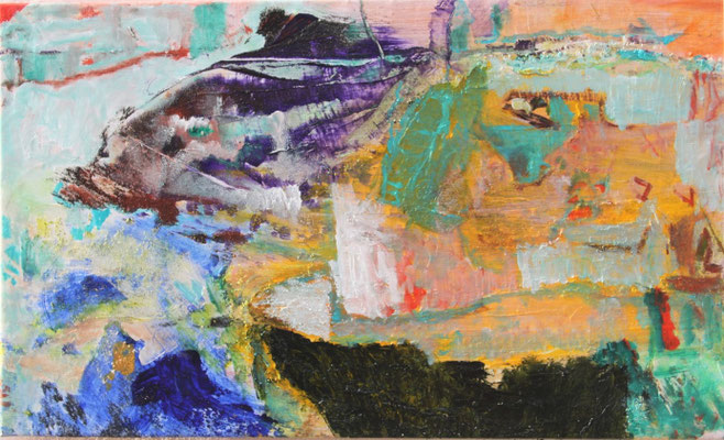 ARTwork: Bettina Bucher-Schmidt (DE) - Titel: Fisch mit grünem Auge (2016) | Mixed Media, Acryl, Sand auf Leinwand: 55x90cm | 1.250,00€