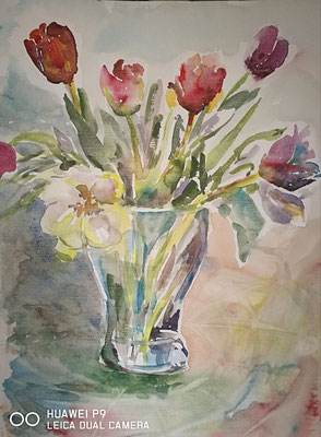 "Tulpen", Aquarell, 30x40, € 40,00 -das Bild hat einen neunen Besitzer gefunden!