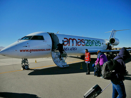Ein flotter Flieger, war angenehm der Flug. Uyuni Airport.