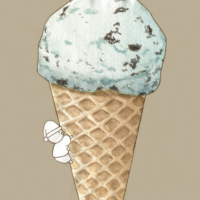 『アイスクリーム』FOODS AND AN ELF、オリジナル、透明水彩、2017