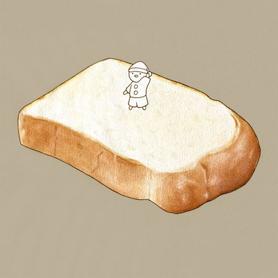 『食パン』FOODS AND AN ELF、オリジナル、透明水彩、2017