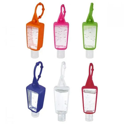 Código SLD 008 -GEL ANTIBACTERIAL HELDER  Gel antibacterial portátil y recargable. Incluye sujetador de silicón.  Material:  Plástico / Silicón  Tamaño: 3.5 x 12.8 cm