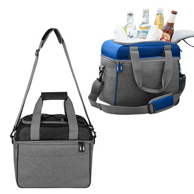 Código  SIN 291  HIELERA  LORRY   Interior plastificado impermeable. Bolsa principal y bolsa superior con cierre para fácil acceso a interior, bolsa frontal, asas y correa ajustable.   Material:   Poliéster  - Tamaño:   32.5 x 30 x 19 cm