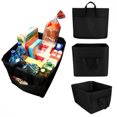 CÓDIGO SIN 265 Bolsa con fuelle. Incluye 2 bolsas laterales con asas y base. Material Non Woven / Cartón.  Medida 47 x 29 x 30 cm
