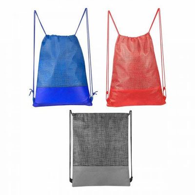 CÓDIGO SIN 322 BOLSA- MOCHILA BAZMAN. Bolsa-mochila con tirantes de cordón y cerrado de jareta. Material Non Woven. Medida 31.5 x 40 cm