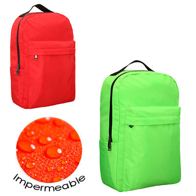 Código  BL 052  Mochila impermeable con 2 compartimientos, con espacio para laptop max. de 16 pulgadas.  Material: Poliéster    Alto: 43.0 cm. Ancho: 34.0 cm. Fuelle: 11.0 cm.