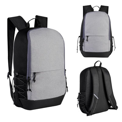 Código  SIN 348  MOCHILA KIBAN  Bolsa principal, bolsa frontal con cierre, tirante con tira reflejante, bolsas laterales de elástico con jareta.Bolsa frontal y principal  Material:  Poliéster  Tamaño:  29 x 45 x 11 cm