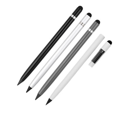 Código EP-21036 FRANK. Bolígrafo libre de tinta con goma y touch screen. Material: Metal. Medidas del producto Alto: 0.9 cm. Ancho: 14.5 cm.