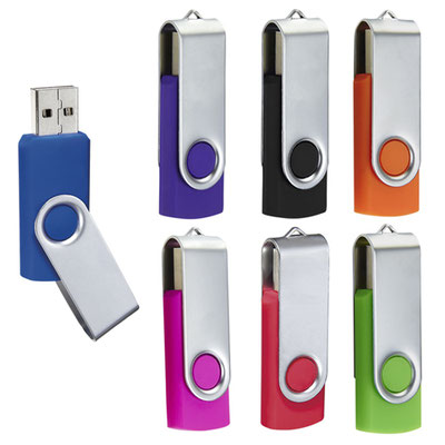 Código USB 031 -USB FLOPPY- USB giratoria. Incluye caja individual, 8GB. Material: Metal / Rubber .  Tamaño: 2 x 5.6 cm.
