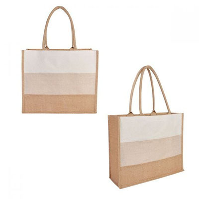 CÓDIGO SIN 207 Bolsa con fuelle y asas redondeadas. Material Yute.  Medida 42 x 35 x 15 cm