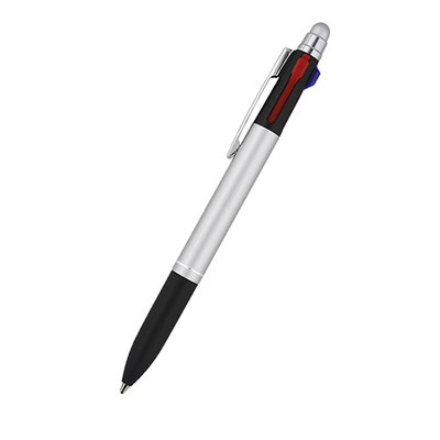 Código AL 8703 VICTUS. Bolígrafo 3 en 1 con clip metálico y goma touch screen, tinta negra, roja y azul. Material: Aluminio. Medidas del producto Alto: 14.1 cm. Ancho: 1.0 cm.