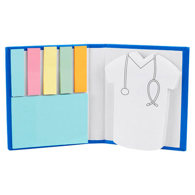 Código HL 045 PORTA NOTAS DOCTOR (Incluye 2 blocks de notas adheribles y 5 banderillas de colores.)  - Material:  Cartón. Tamaño:  8.2 x 9.9 cm