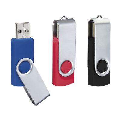 Código USB 231 A  USB SELWIN 16 GB  (USB Giratoria. Incluye caja individual.)    Material: Metal / Rubber  Tamaño: 2 x 5.6 cm