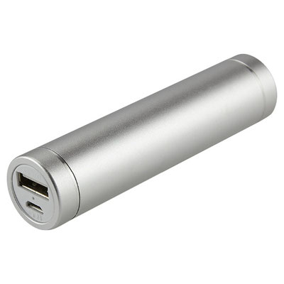 Código CRG 012 -POWER BANK DESNA- Batería auxiliar para smartphone, capacidad 2000 mAh. Incluye cable cargador compatible con USB y micro USB.  Material:Aluminio / Plástico.  Tamaño: 9.1 x 2.1 cm.