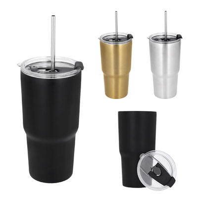 Código T 102 KAO Termo con doble pared de acero inoxidable con tapa traslúcida y cierre a presión, boquilla de silicón cubre popote y popote metálico incluido. Material: Acero Inoxidable Capacidad: 580 ml. Medidas 16.8 X 8.7 cm
