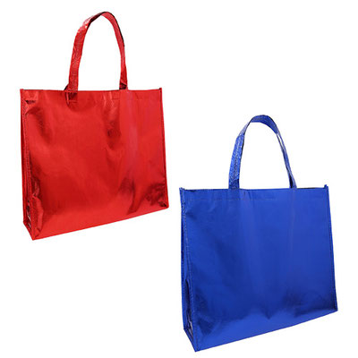 Código BL 056 SEDONA Bolsa ecológica cosida, en acabado metálico con fuelle. Material: Non Woven. Medidas  Alto: 35.0 cm. Ancho: 40.0 cm. Fuelle: 11.0 cm.