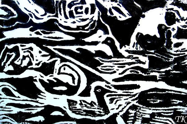 PRINTED REFLECTIONS OF SWANS
