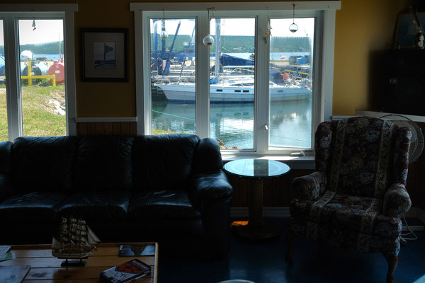 Blick aus dem Wohnzimmer des Yachtclub