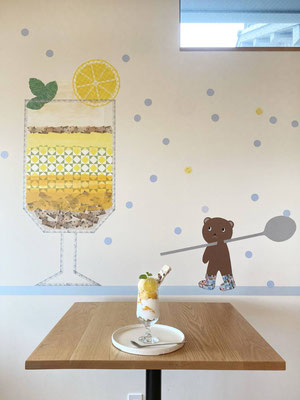 壁面アート制作　ムギノワカフェ（桑名市）2024年