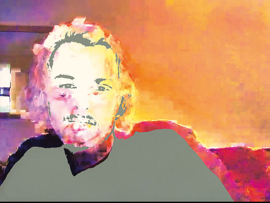 "absence 81 (Selfie)"  Latexprint/Öl auf Leinwand    110 cm x 130 cm  2021