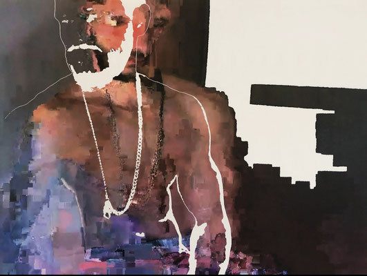 "absence 82 (Selfie)"  Latexprint/Öl auf Leinwand    110 cm x 130 cm  2021