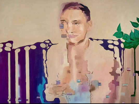 "absence 100 (Selfie)"     Öl auf Leinwand       75 cm x 100 cm   2025