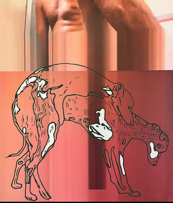 absence 84 (Selfie)"  Latexprint/Öl auf Leinwand    160 cm x 140 cm  2022