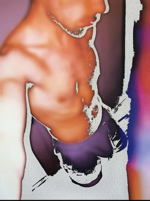 "absence 70 (Selfie)"  Latexprint/Öl auf Leinwand  100 cm x 75 cm  2020