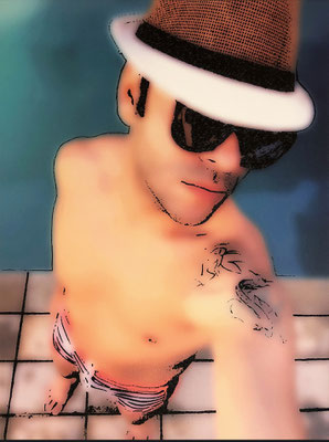 "absence 66 (Selfie)"  Latexprint/Öl auf Leinwand  100 cm x 75 cm  2020