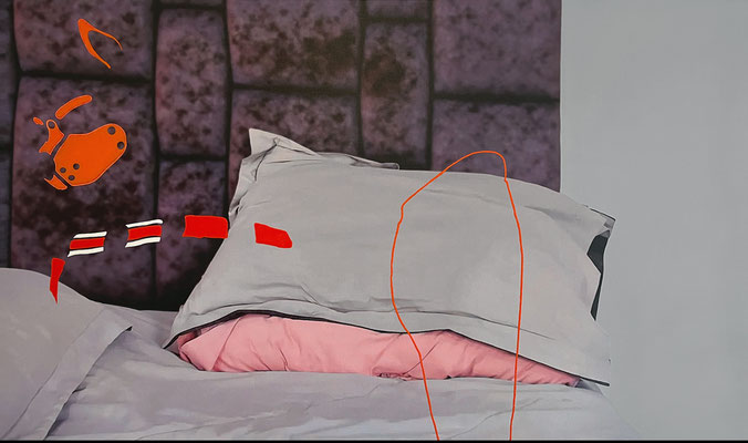 "absence 99 (Selfie)"  Latexprint/Öl auf Leinwand    100 cm x 170 cm  2024