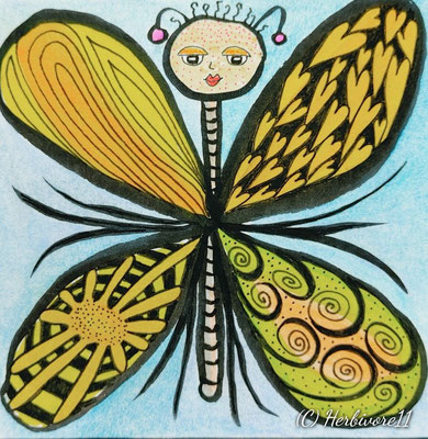 Schmetterlingmädchen, 04.03.2020 - 8,9 cm x 8,9 cm