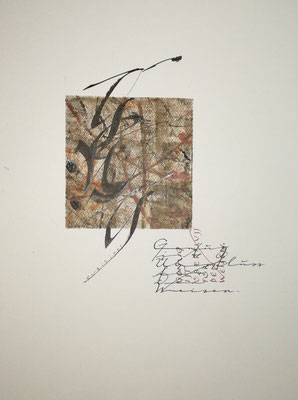 20-01-18 Günter Lange, Kalligrafie genug, 36x48 cm, mixed media
